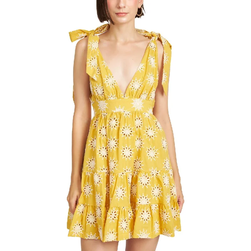 Bow-Tie DressEn Saison Womens Brooke Eyelet Embroidered Mini Dress