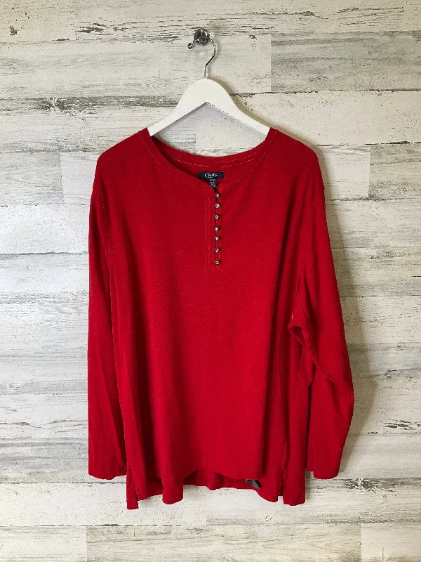 plus-size women's topsTop Long Sleeve By Chaps In Red, Size: 3x