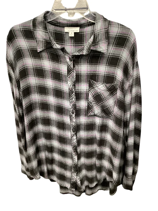 women's tops for business casual attireTop 2pc Long Sleeve By Allison Joy In Plaid, Size: M