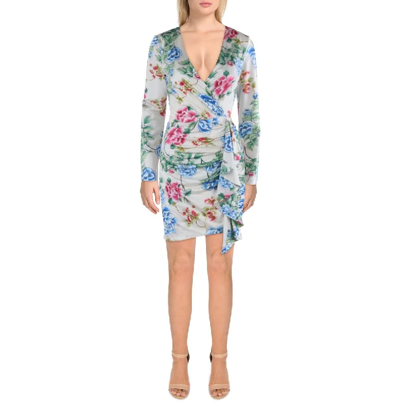 Ruffled Hem DressGuess Womens Emily Floral Print Short Mini Dress