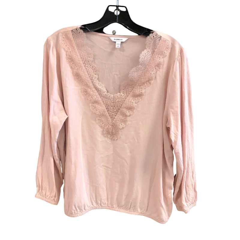 affordable women's topsTop Long Sleeve By Express In Pink, Size: L