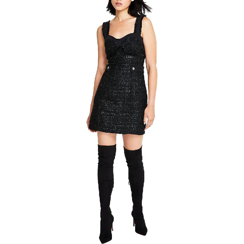 women's bow dressesGuess Womens Tweed Metallic Mini Dress