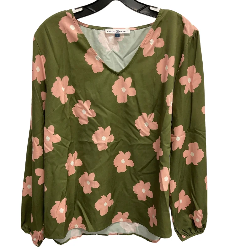 women's tops with built-in brasTop Long Sleeve By Clothes Mentor In Floral Print, Size: L