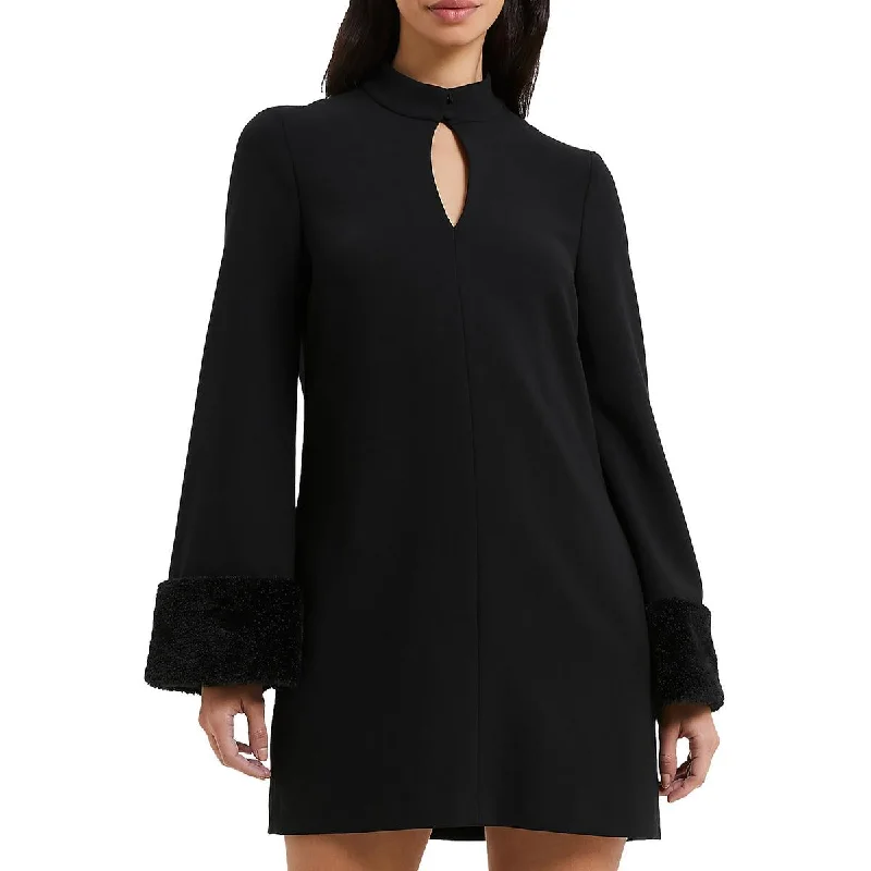 Elegant DressFrench Connection Womens Faux Fur Above Knee Mini Dress