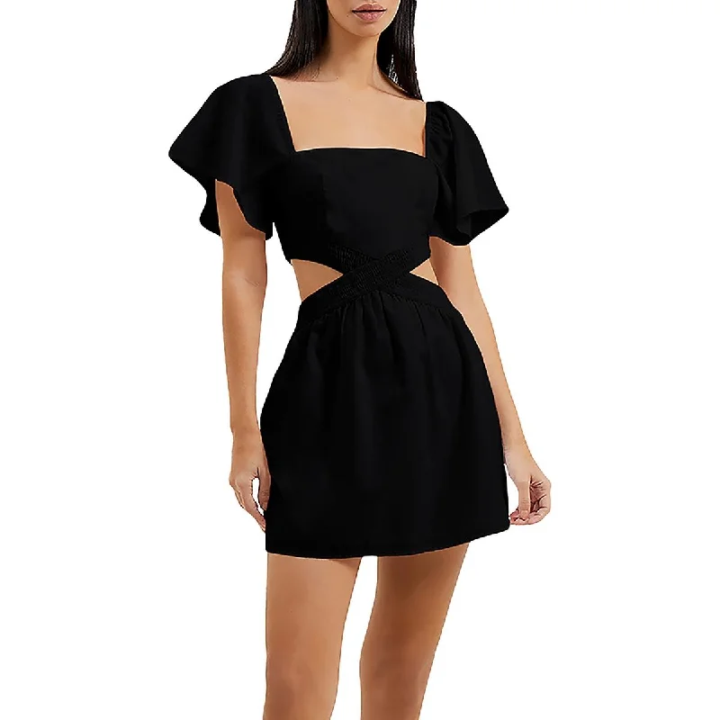 women's minimalist dressesFrench Connection Womens Cut-Out Short Mini Dress