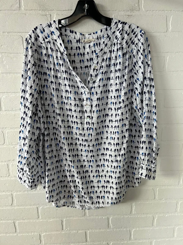 camisoles for womenTop Long Sleeve By Jane And Delancey In Blue & White, Size: 1x