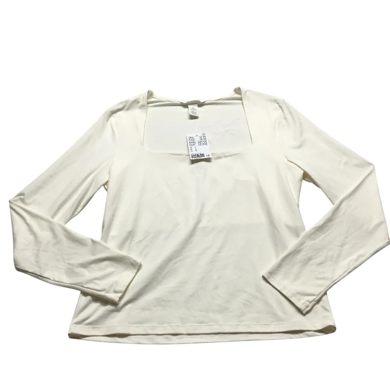 women's tops with cinched waistsTop Long Sleeve Basic By H&m In Cream, Size: L