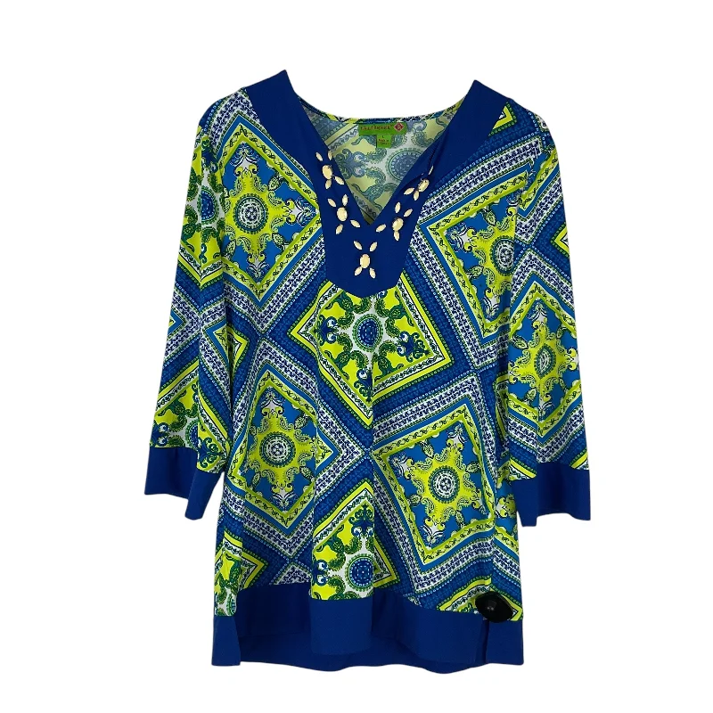 women's tops for wedding guest attireTop Long Sleeve By Island Republic In Blue & Green, Size: L