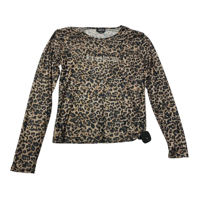 women's tops in solid colorsTop Long Sleeve By Bebe In Animal Print, Size: L