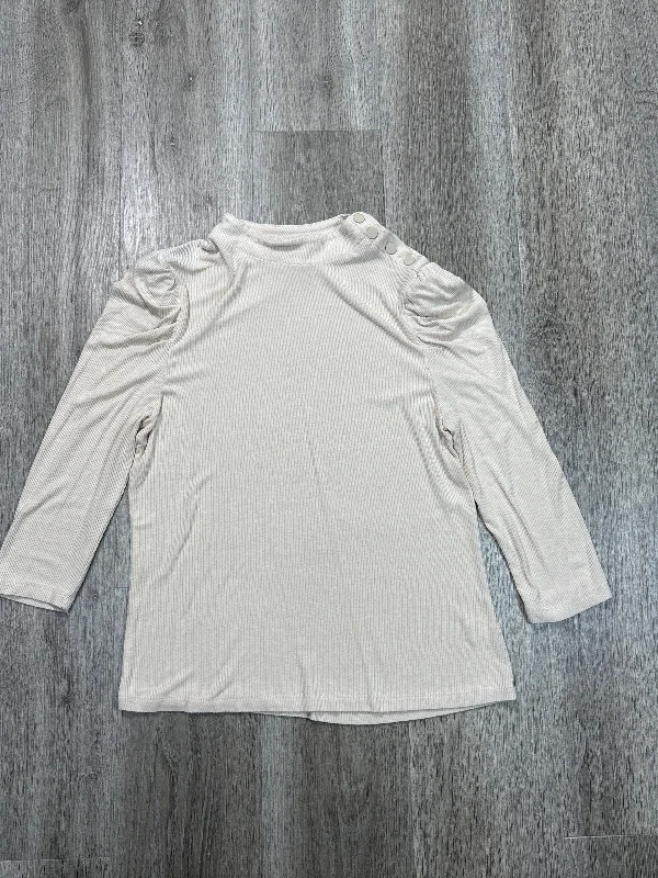 women's tops for those who want to show off their figure in a flattering wayTop Long Sleeve By Evereve In Beige, Size: M