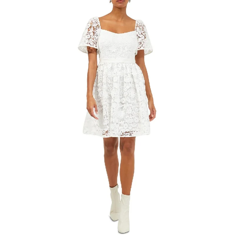 women's ruffle dressesFrench Connection Womens Cellila Cabello Lace Short Mini Dress