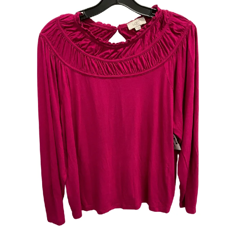 women's tops for those who want to add a touch of sophistication to their casual attireTop Long Sleeve By Loft In Pink, Size: L