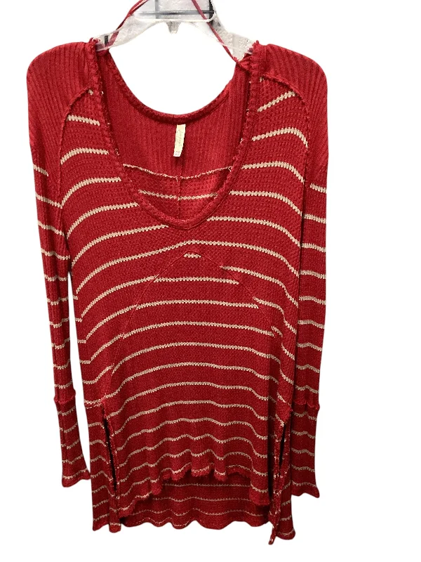 women's tops made from cottonTop Long Sleeve By Free People In Red, Size: M