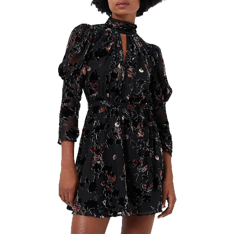 women's lace dressesFrench Connection Womens Burnout Floral Print Mini Dress