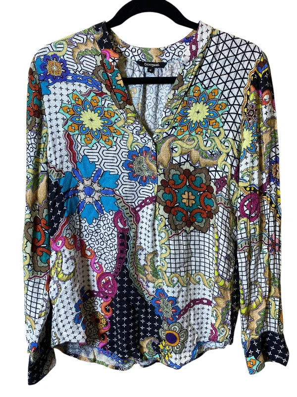 trendy women's topsTop Long Sleeve By Desigual In Multi-colored, Size: M