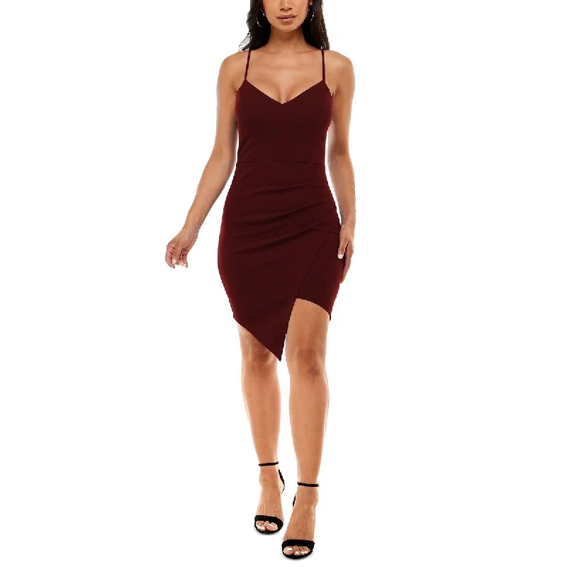 Silk DressEmerald Sundae Womens Juniors Asymmetric Above Knee Mini Dress