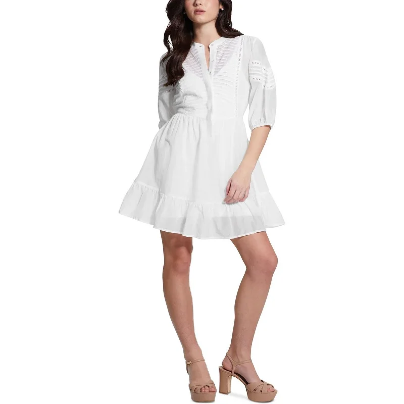 women's cotton dressesGuess Womens Mia Ruffled Mini Mini Dress