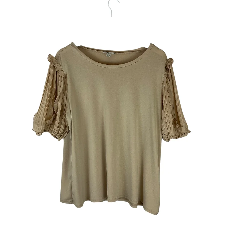 plus-size women's topsTop Long Sleeve By Cato In Tan, Size: Xl