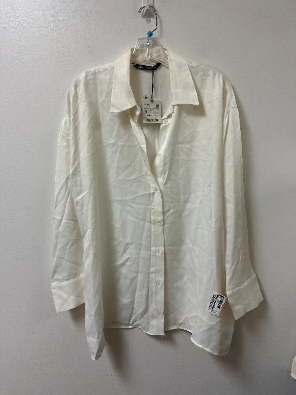 women's tops with built-in brasBlouse Long Sleeve By Zara In Cream, Size: S