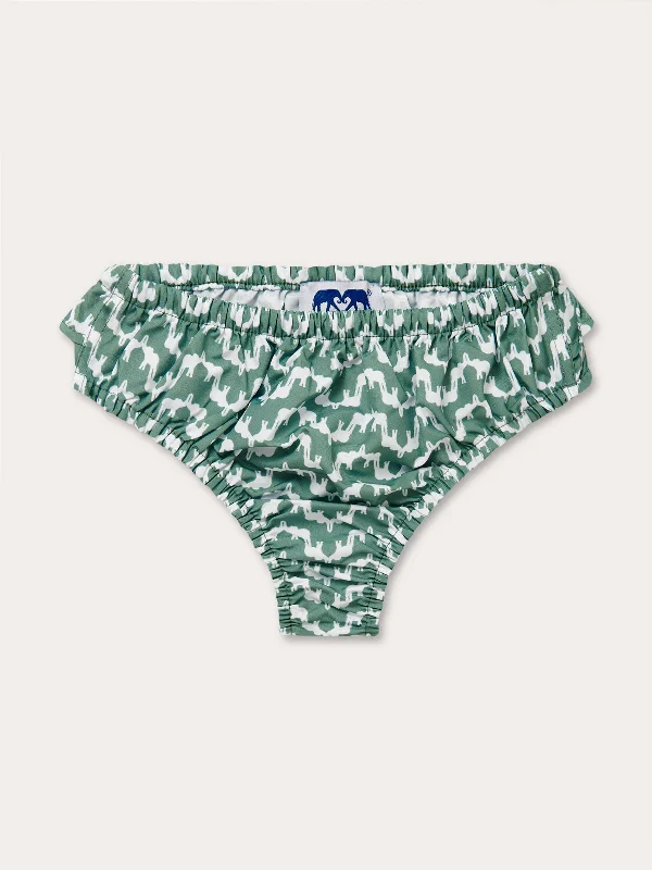 Low-Cut Female SwimwearGirls Elephant Palace Green Calabash Bikini Bottoms