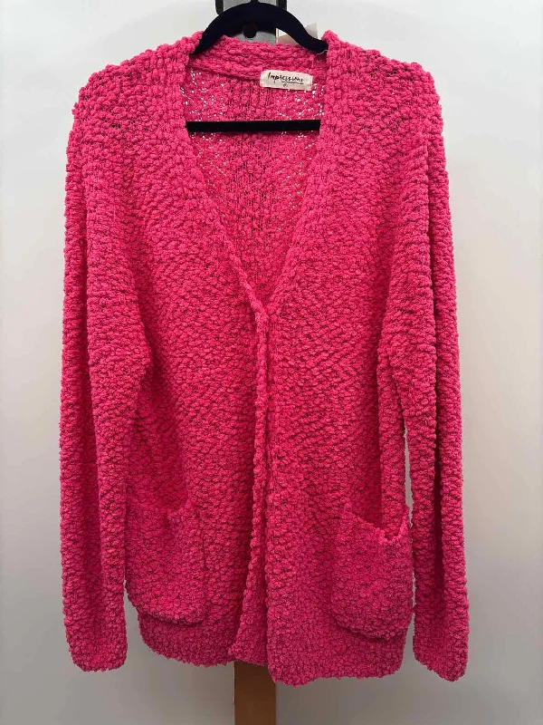 chic women's tops for everyday wearImpressions Women's Size XL Pink Nubby Cardigan