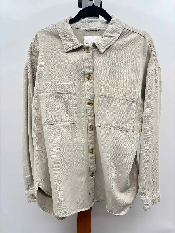 women's tops with sheer overlaysThread & Supply Women's Size L Stone Solid Long Sleeve Shirt