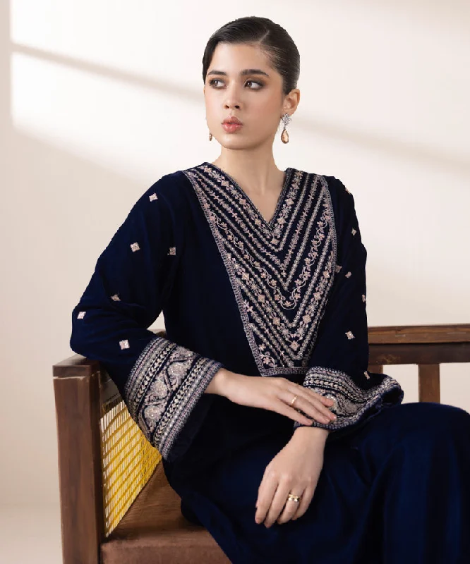 women's tops for those who love to mix and match prints and patterns2 Piece - Embroidered Velvet Suit