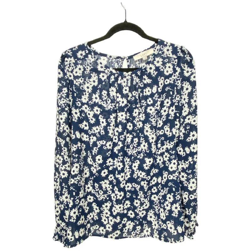 women's tops for those who want to make a fashion statementBlouse Long Sleeve By Loft In Blue & White, Size: M