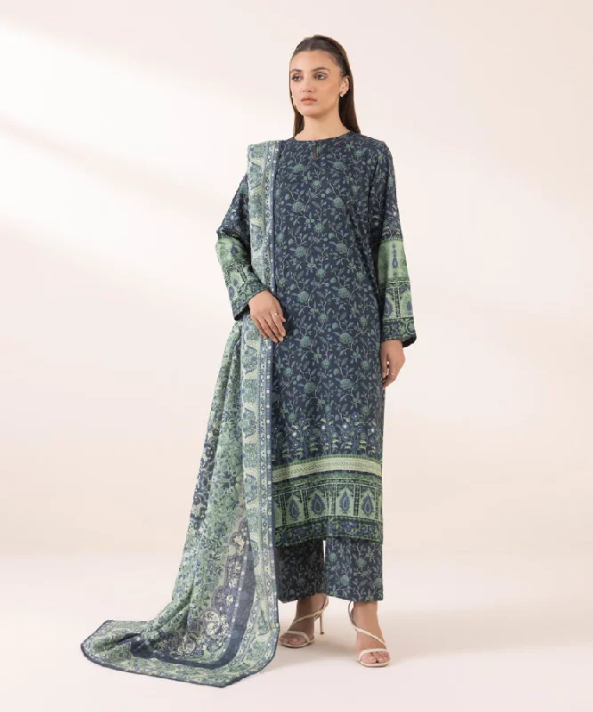 three-quarter sleeve women's topsPrinted Light Khaddar Dupatta