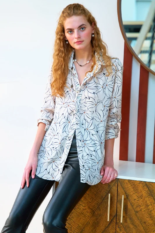 women's tops for those who value both quality and affordabilityMonica Floral Oversize Shirt, Dancing Lilies Print