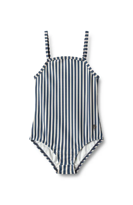 Wrap Female SwimwearSwimsuit Manon - Indigo stripe