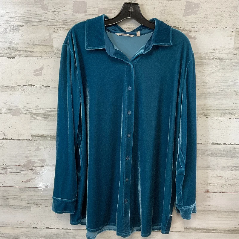 women's tops for layeringBlouse Long Sleeve By Soft Surroundings In Blue, Size: Xl