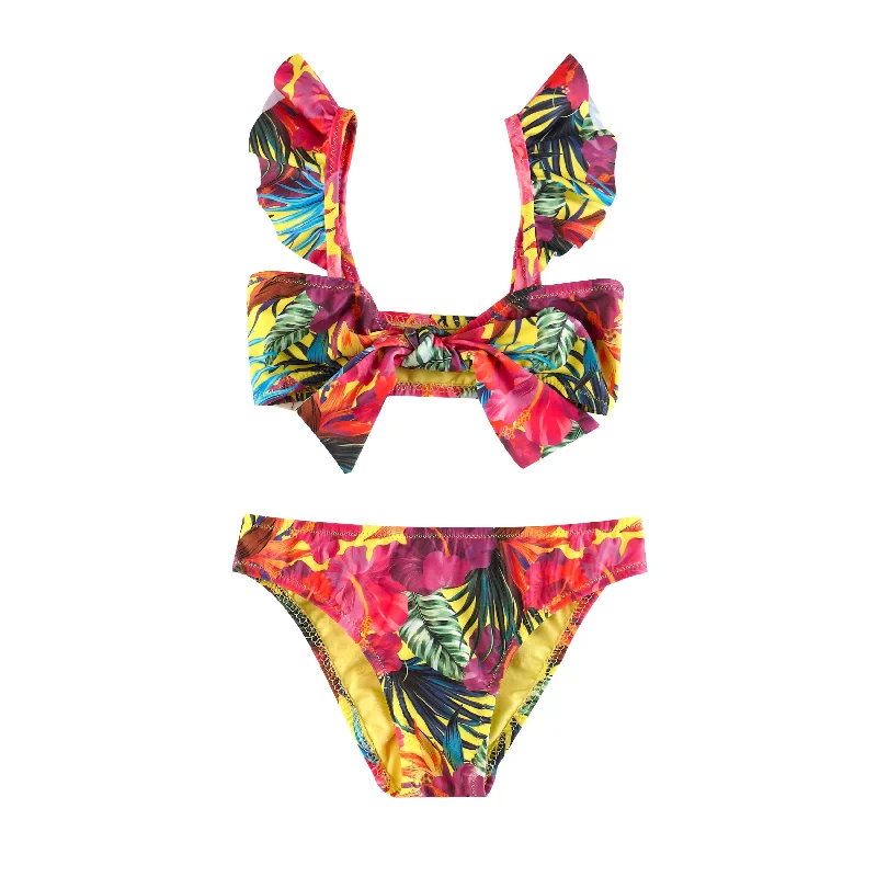 Fun Female SwimwearGIRL'S TIE KNOT BIKINI TROPICAL