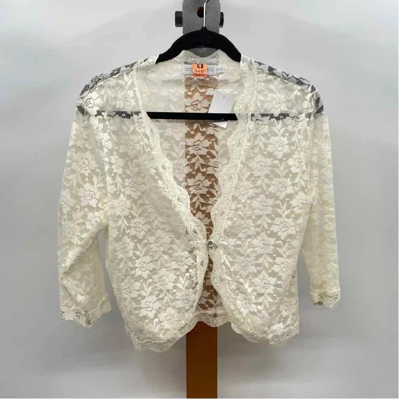 women's tops with unique designsBeta's Choice Women's Size M Cream Lace Cardigan