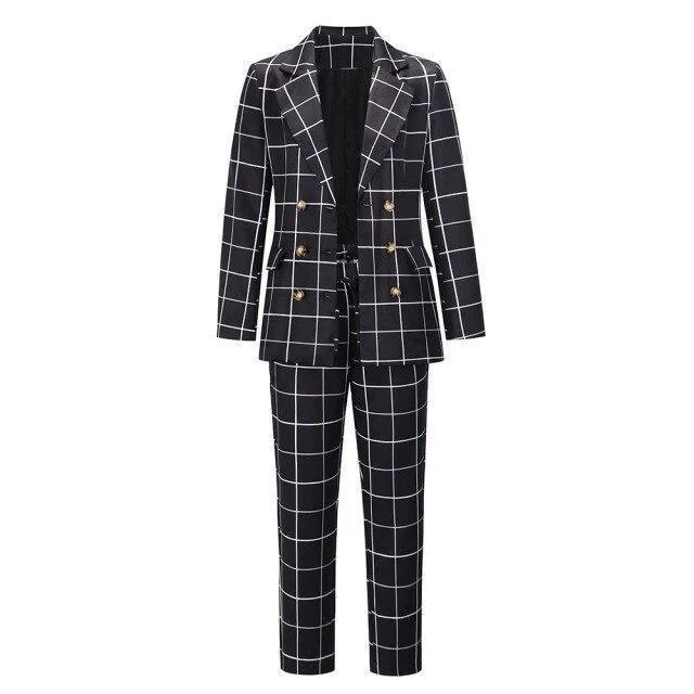 Formal Plaid Women Pantsuit