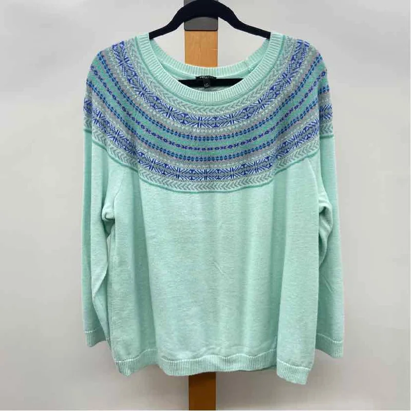 three-quarter sleeve women's topsTalbots Women's Size 2X Mint Fair Isle Sweater