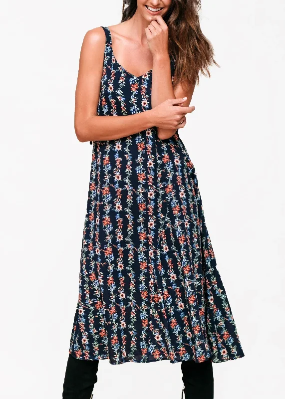 women's denim dressesFloral V-Neck Sleeveless Maxi Dress