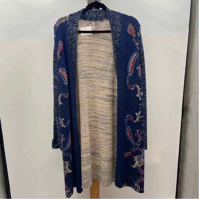 women's tops for those who seek both style and comfortChico's Women's Size XXL Blue Paisley Cardigan