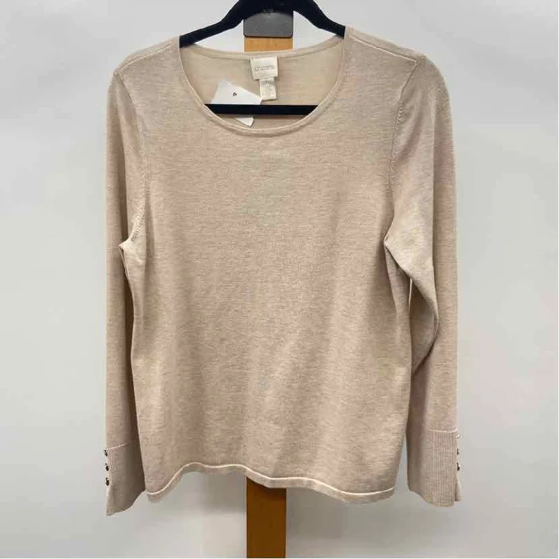 breathable women's tops for summerChico's Women's Size M Tan Solid Long Sleeve Shirt