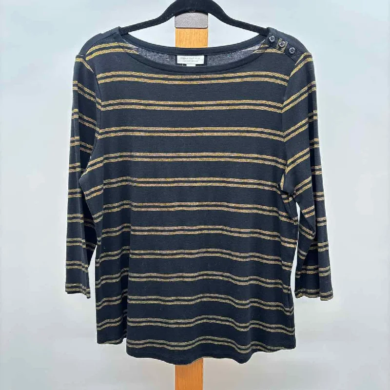 women's tops for those who want to invest in timeless piecesCharter Club Women's Size XL Black Stripe Long Sleeve Shirt