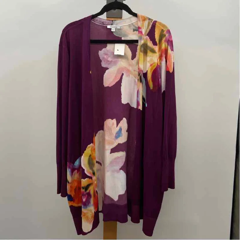 women's tops for creating capsule wardrobesChico's Women's Size XXL Purple Floral Cardigan