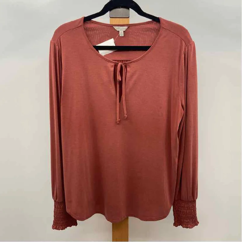 women's tops for fashion-conscious professionalsLucky Brand Women's Size L Rust Solid Long Sleeve Shirt