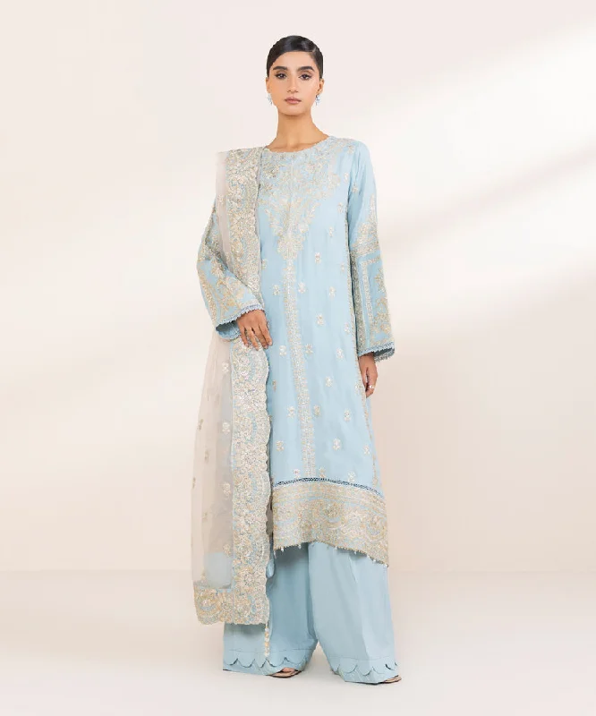 silk women's tops3 Piece - Embroidered Raw Silk Suit