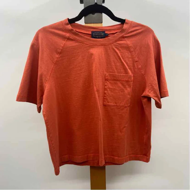 women's tops for date nightsPendleton Women's Size M Orange Solid T-Shirt