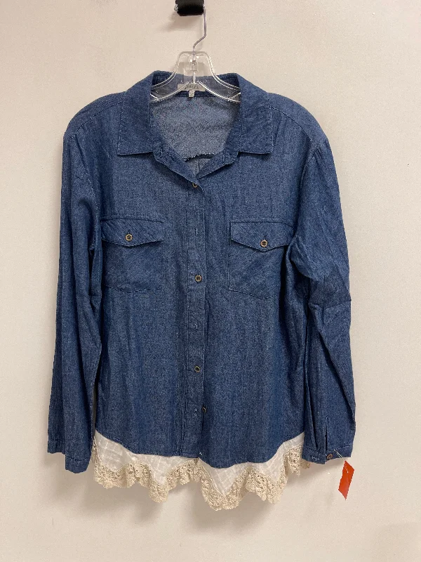 women's tops for those who appreciate subtle and muted tonesBlouse Long Sleeve By Jodifl In Blue Denim, Size: S