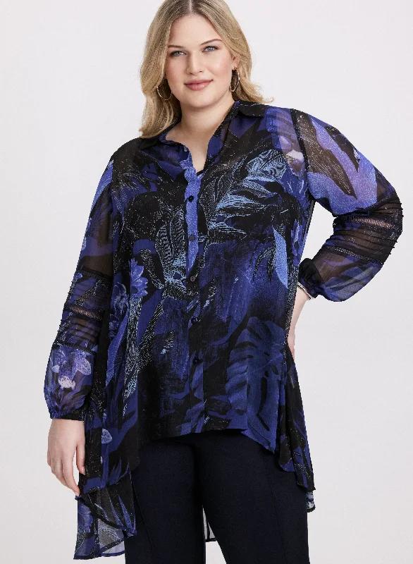 women's tops with built-in brasButton Down Semi-Sheer Blouse