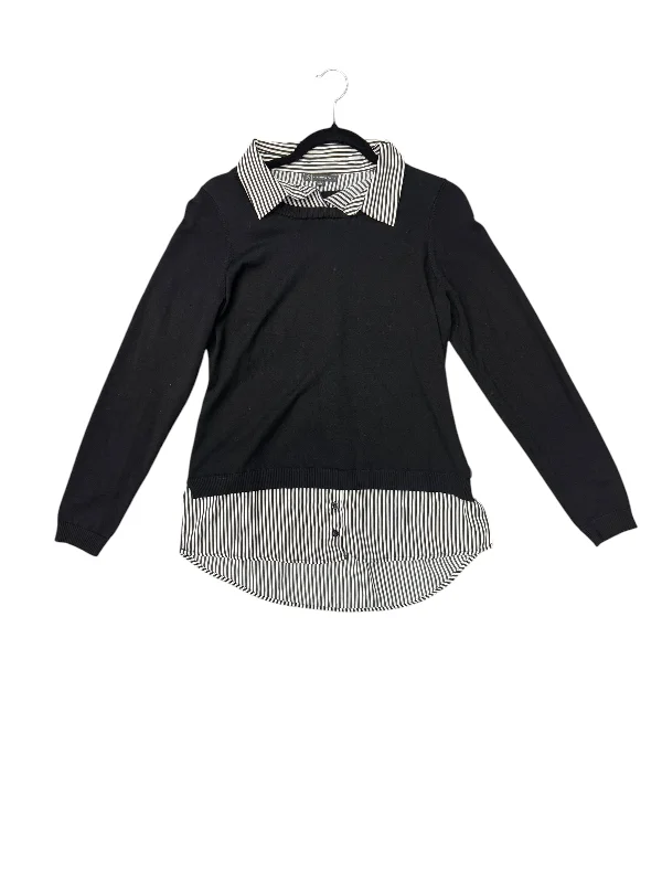 women's tops for those who prefer classic over trendy stylesBlouse Long Sleeve By Adrianna Papell In Black & White, Size: M