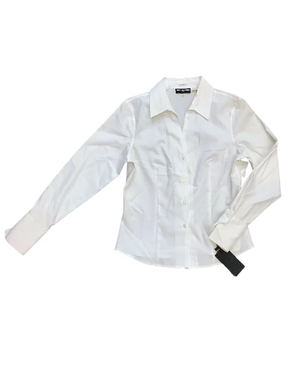 women's tops for those who want to wear versatile pieces that can be dressed up or downBlouse Long Sleeve By Karl Lagerfeld In White, Size: M