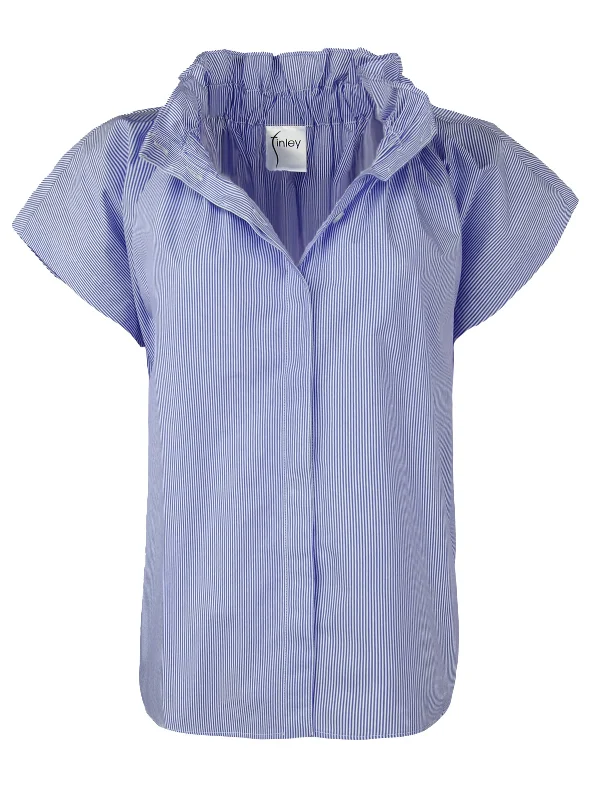 women's tops for casual FridaysGAMEDAY! Jenny Top Blue Stripe 100% Poplin