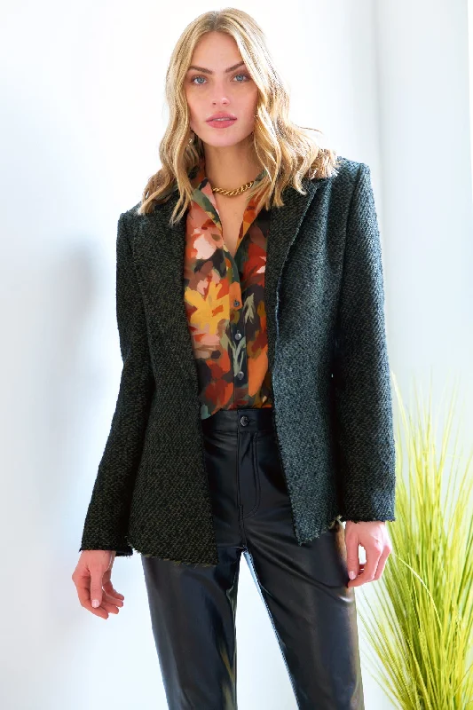 women's tops with embroidery detailsBaxter Jacket Olive/Black Tweed